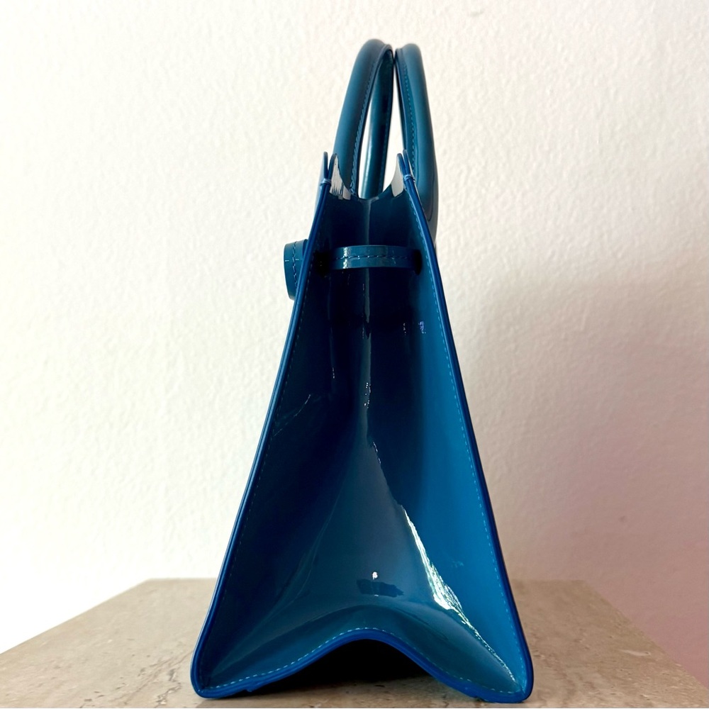 Mansur Gavriel Blue Patent Leather Top-Handle Sun Bag - Picture 6 of 12